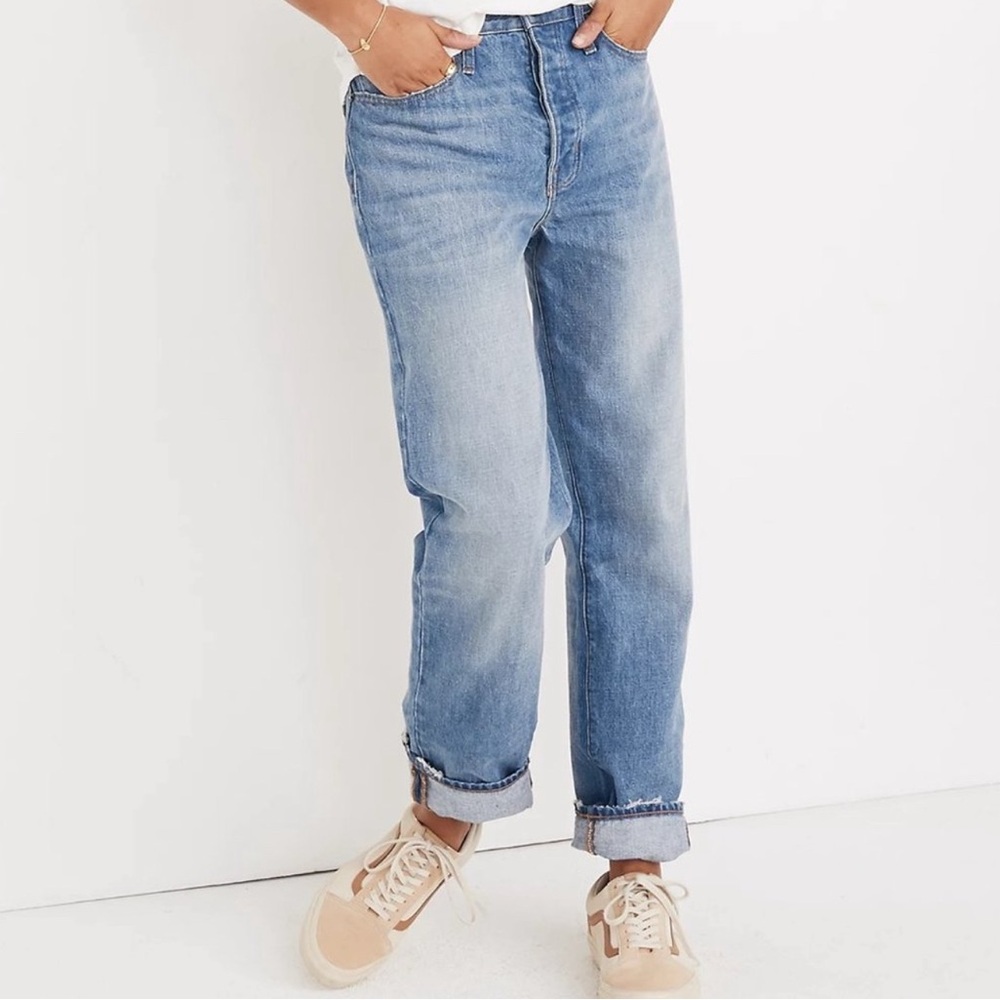 Madewell The Dad Jean in light wash with light distress/button fly. Size 14/32 - Picture 3 of 14